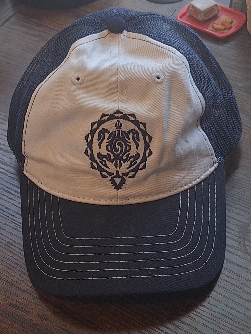 Maui Brewing Co. Two-Tone Beige and Black Trucker Hat with Embroidered Logo